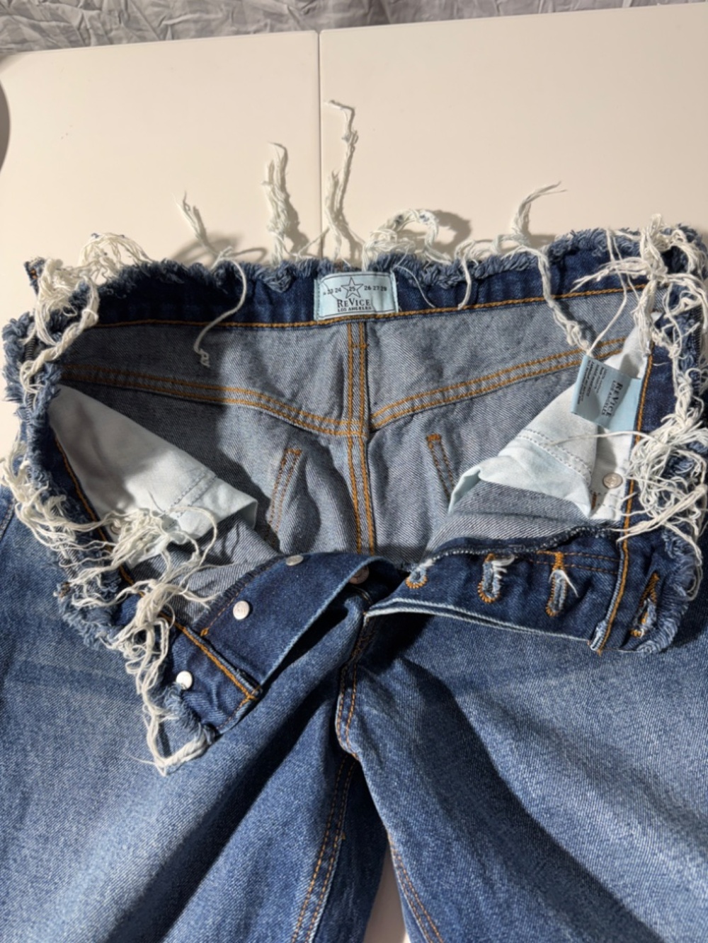 REVICE Los Angeles Frayed Waist Wide Leg Jeans Medium Wash Size 25 - Picture 2 of 3